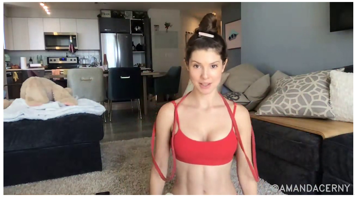 Amanda Cerny Bikini Bands Workout Livestream Video